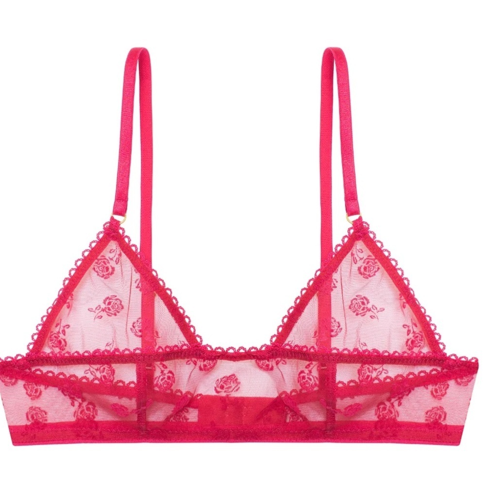 LE Petit TROU Sheer Red Floral Bralette M New
